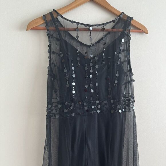 Garnet Hill Silk Beaded sheer Y2K Dress 2P Whimsigoth Fairy Sequin festival - Picture 8 of 14